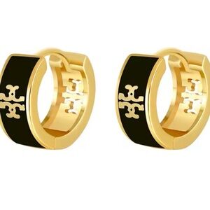 Gold and Black Hoop Earrings